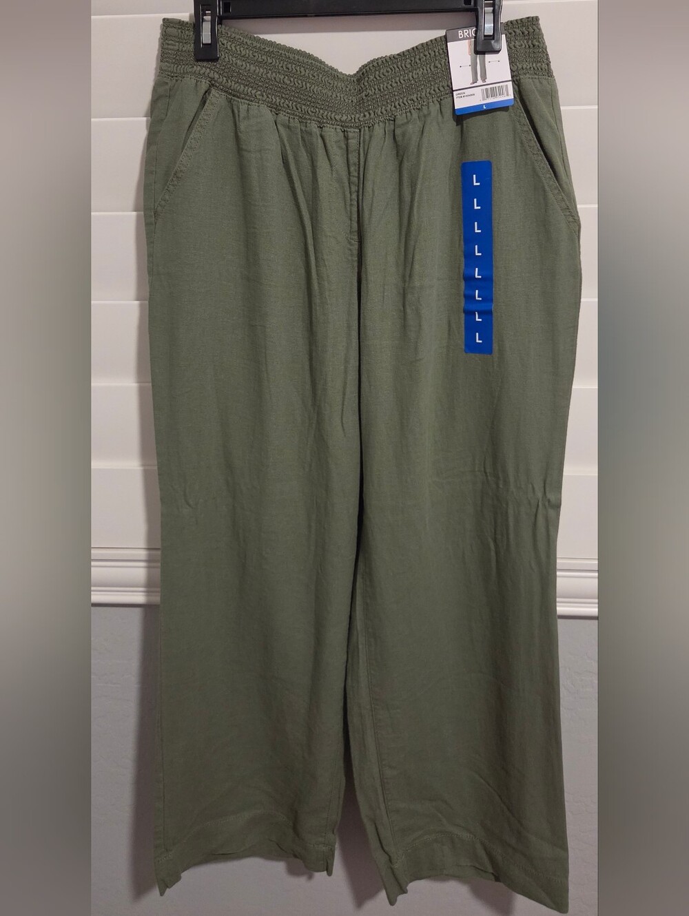 Olive Green Wide-Leg Women’s Linen Blend Pants